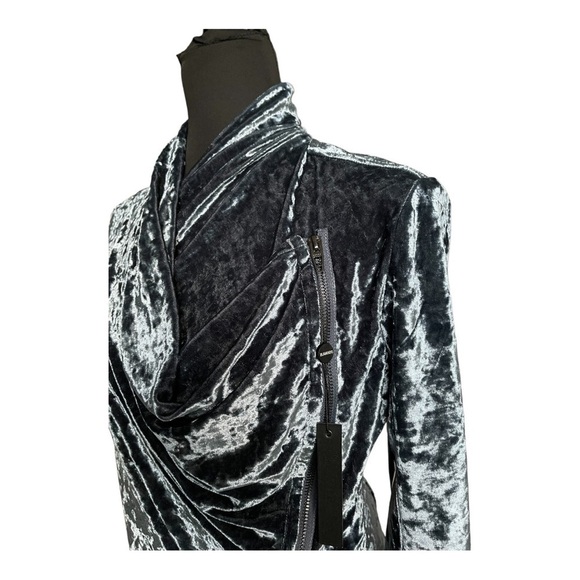Blank NYC Crushed Velvet Moto Jacket | Draped Zip Up Blazer | Size S - Picture 6 of 12